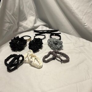 Elegant Black and White Hair Accessories Set. 6 at front are Lulu Lemon.
